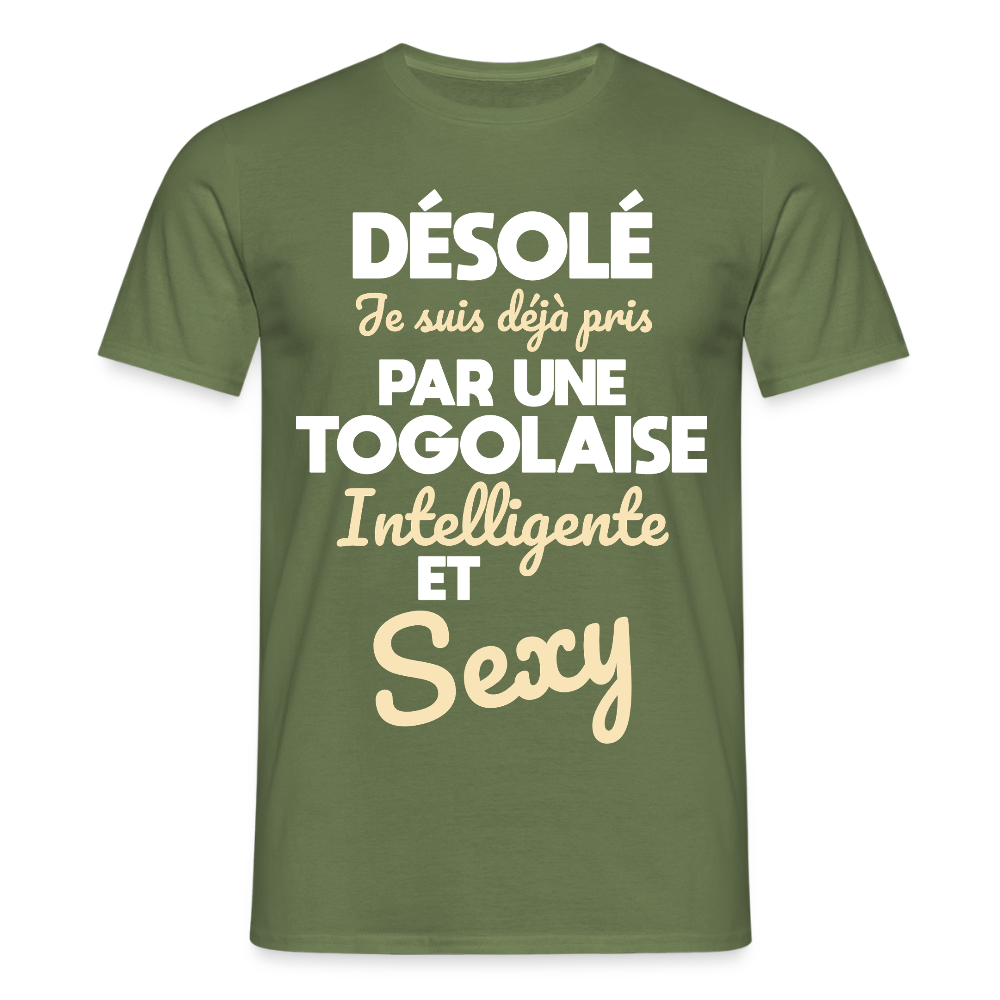 T-shirt Homme - Je suis déjà pris par une Togolaise intelligente et sexy - vert militaire