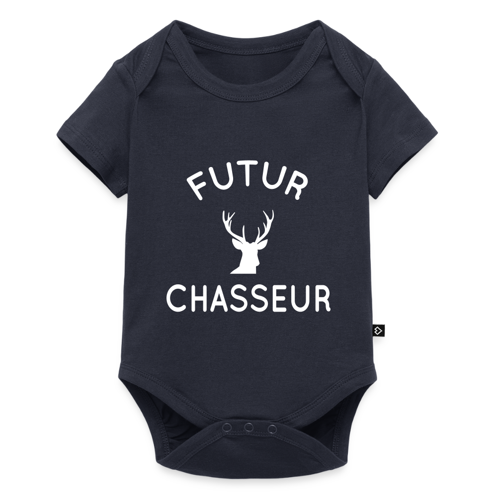 Body Bébé bio manches courtes - Futur chasseur - bleu marine