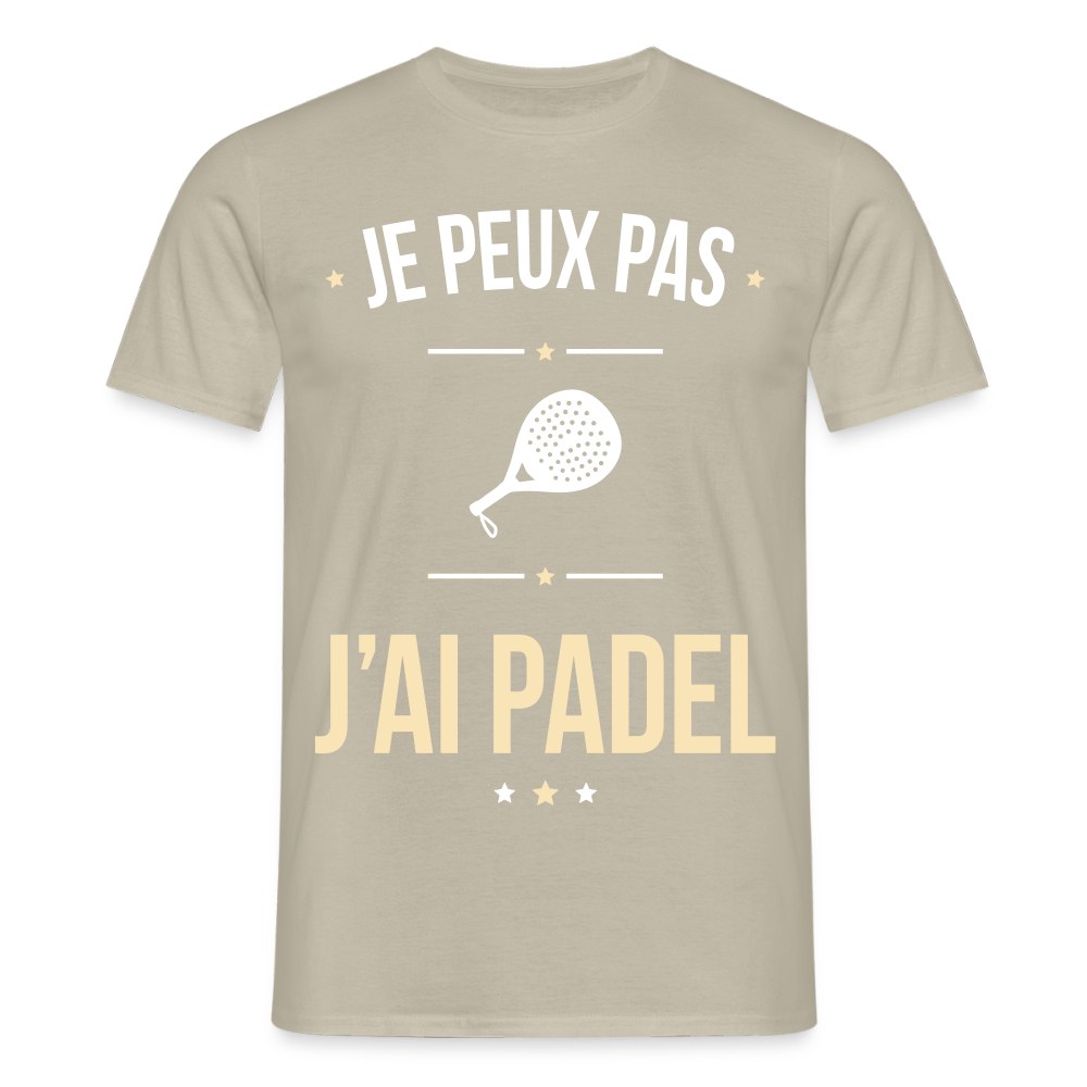 T-shirt Homme - Je peux pas j'ai Padel - beige sable