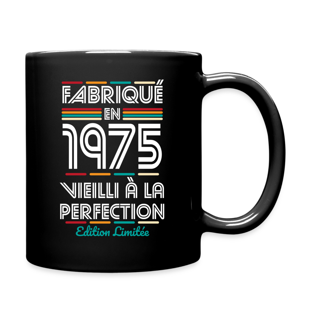 Mug uni - Anniversaire 50 Ans - Fabriqué en 1975 - noir