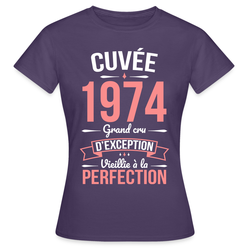 T-shirt Femme - Anniversaire 51 Ans - Cuvée 1974 - violet foncé