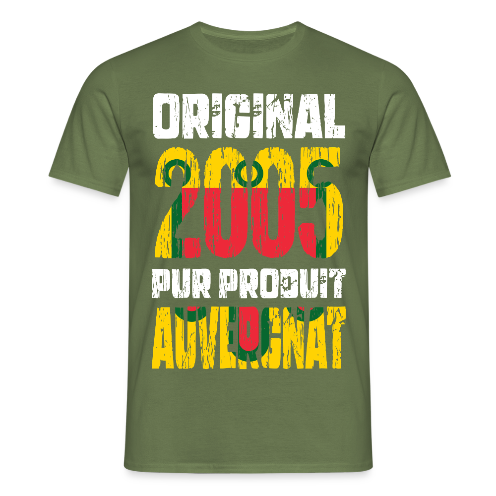 T-shirt Homme - Anniversaire 20 Ans - Original 2005 - Pur produit Auvergnat - vert militaire