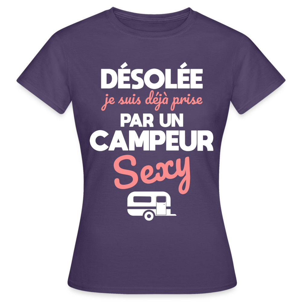 T-shirt Femme - Je suis déjà prise par un campeur sexy - violet foncé