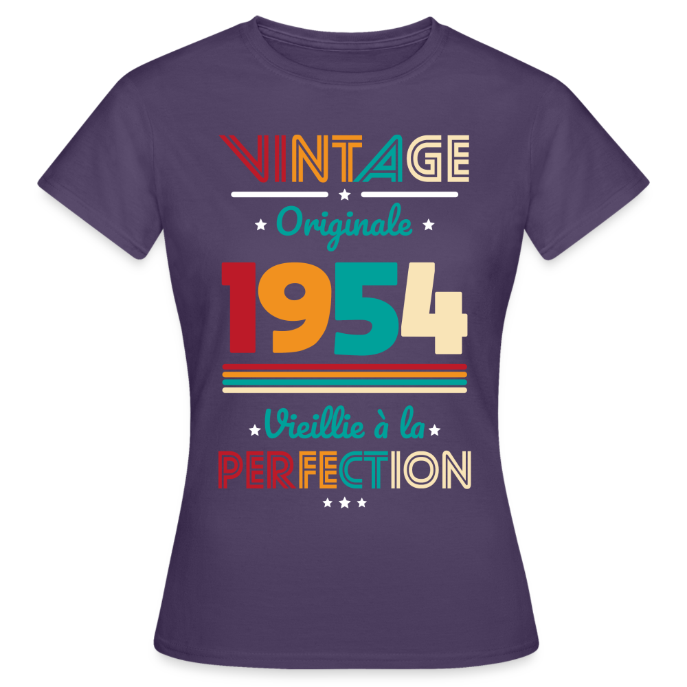 T-shirt Femme - Anniversaire 71 Ans - Vintage Originale 1954 - violet foncé