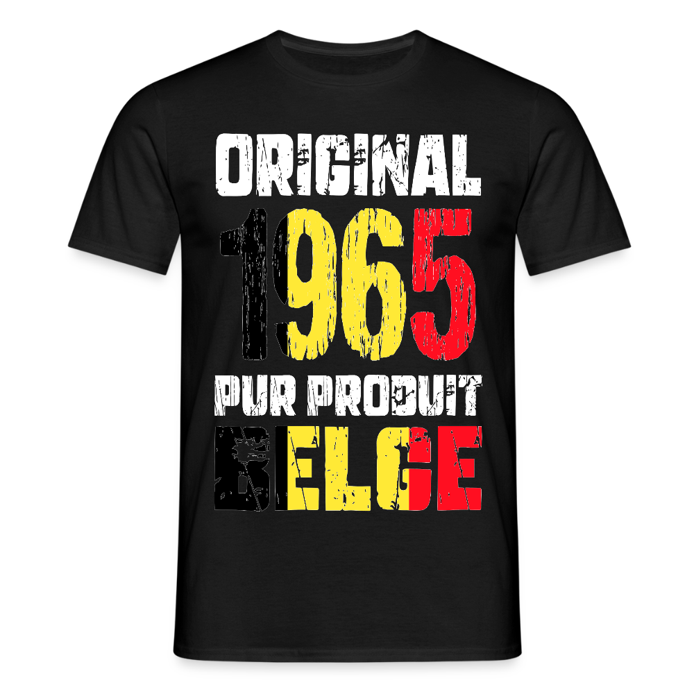 T-shirt Homme - Anniversaire 60 Ans - Original 1965 - Pur produit Belge - noir