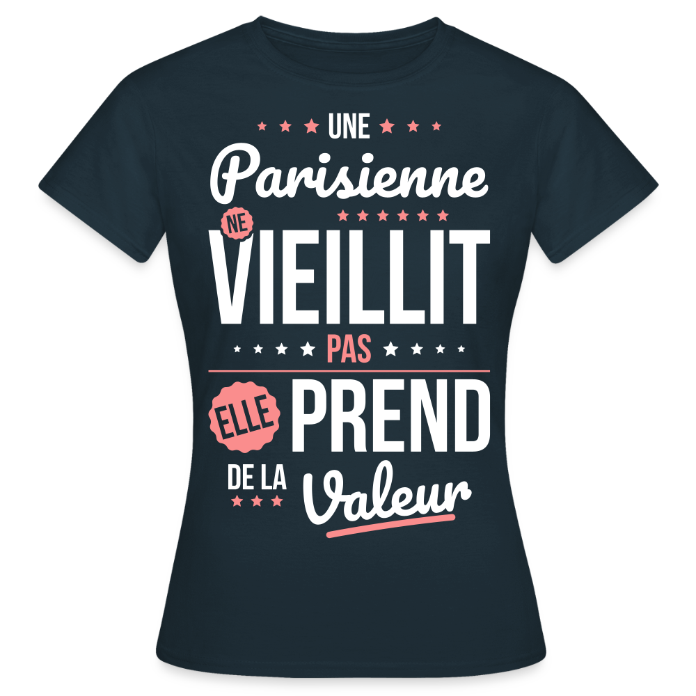 T-shirt Femme - Une Parisienne ne vieillit pas - marine