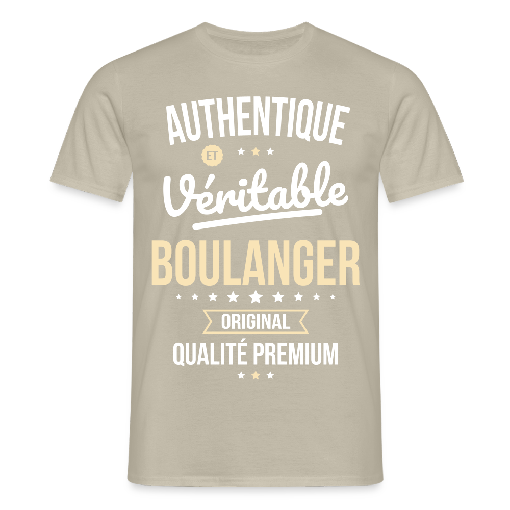T-shirt Homme - Authentique et véritable Boulanger - beige sable