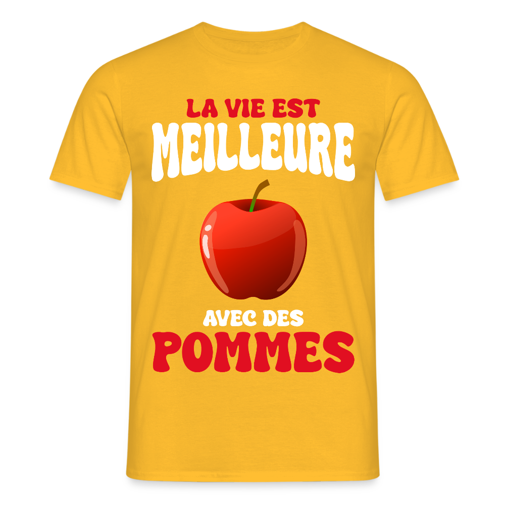 T-shirt Homme - La vie est meilleure avec des pommes - jaune