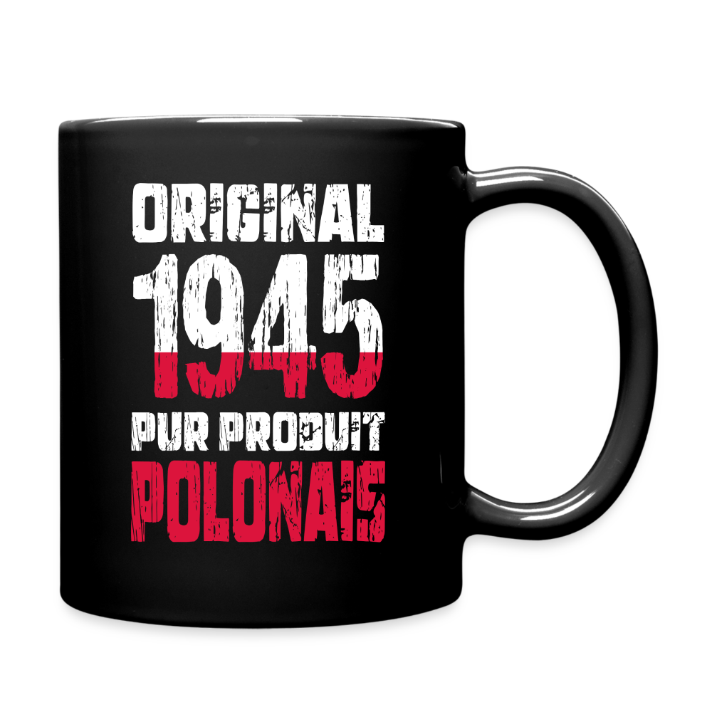 Mug uni - Anniversaire 80 Ans - Original 1945 - Pur produit Polonais - noir