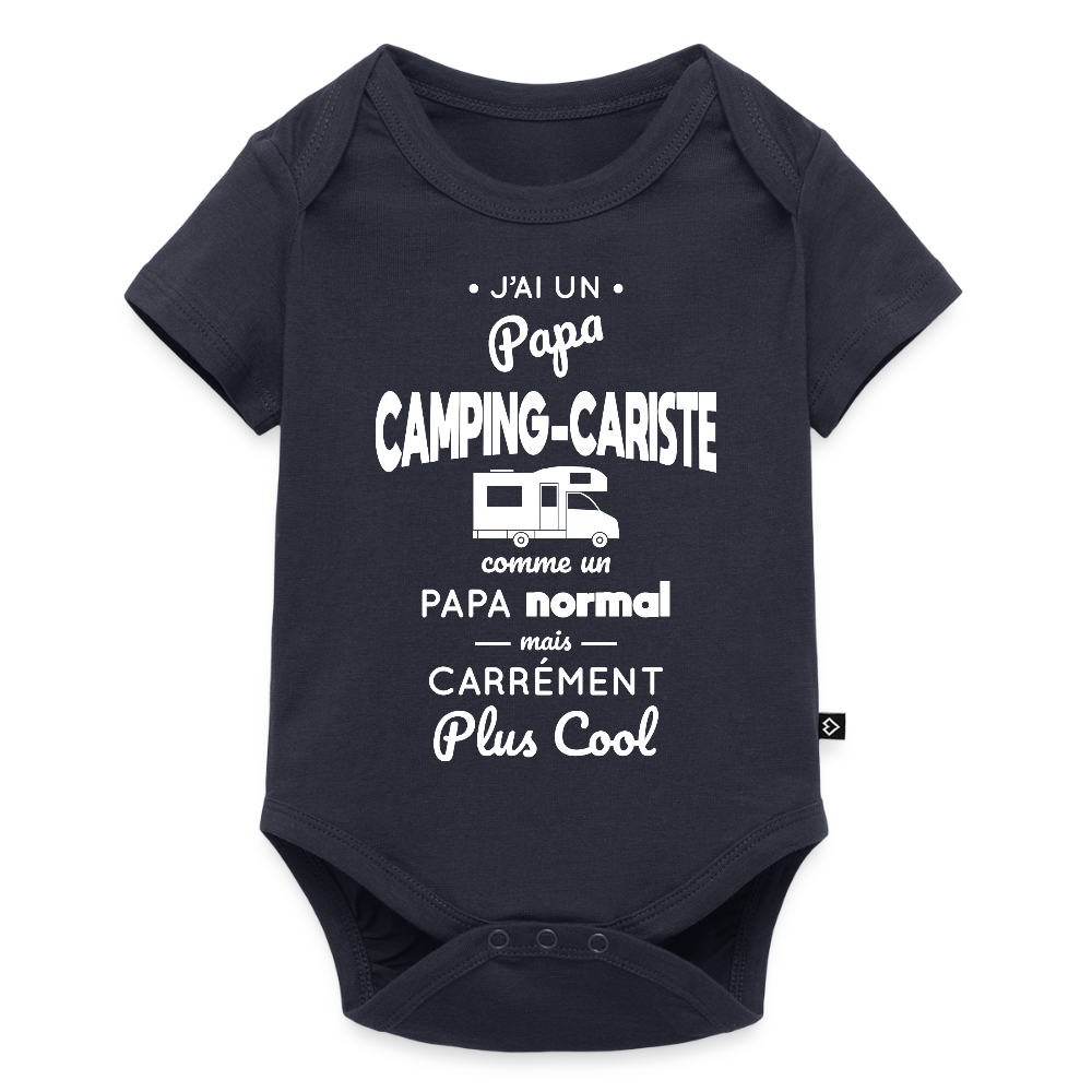 Body Bébé bio manches courtes - J'ai un papa camping-cariste - bleu marine
