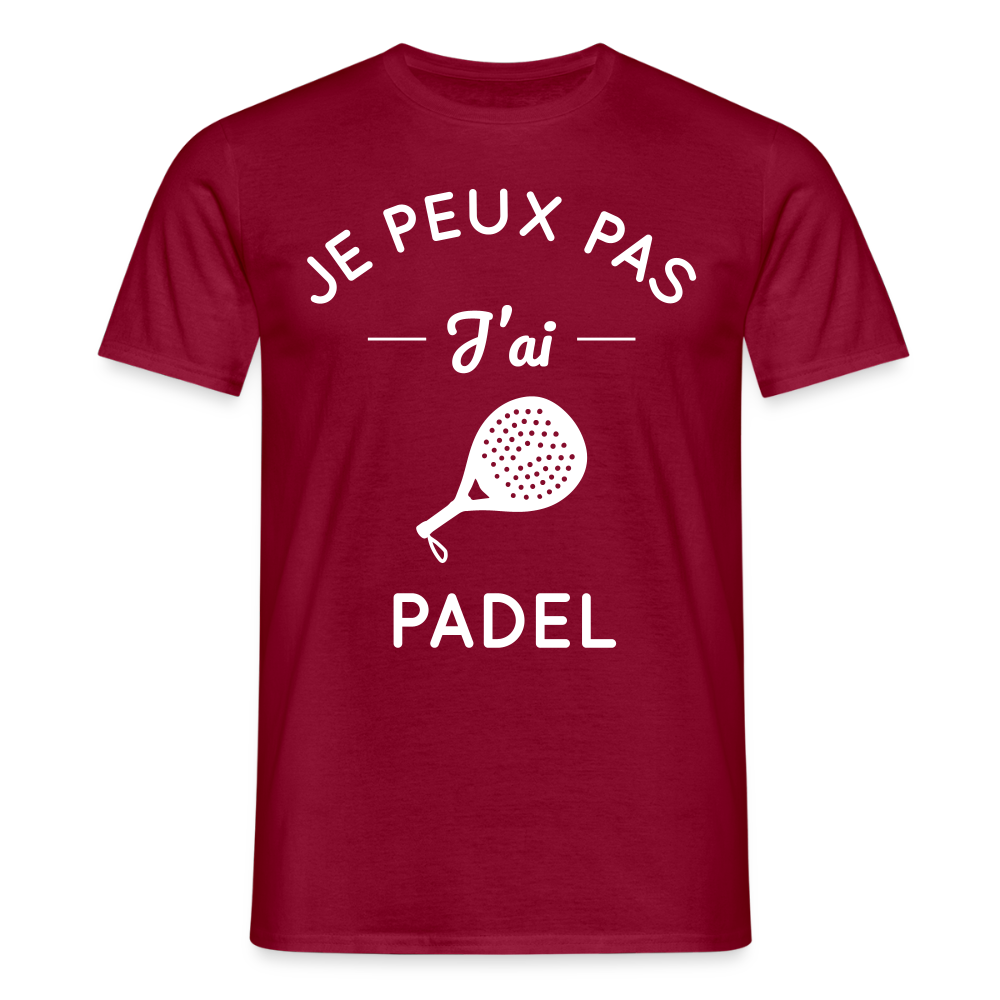 T-shirt padel Homme original - Je peux pas j'ai padel - rouge brique