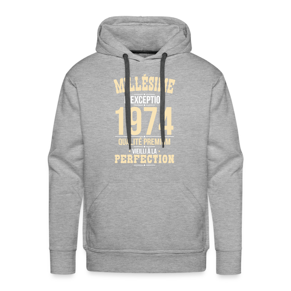 Sweat à capuche Premium Homme - Anniversaire 51 Ans - Millésime 1974 - gris chiné