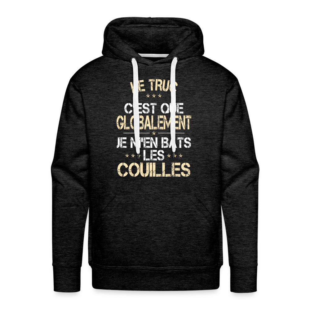 Sweat à capuche Premium Homme - Je m'en bats les couilles - charbon