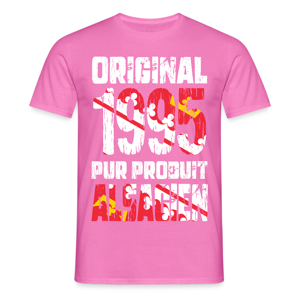 T-shirt Homme - Anniversaire 30 Ans - Original 1995 - Pur produit Alsacien - rose