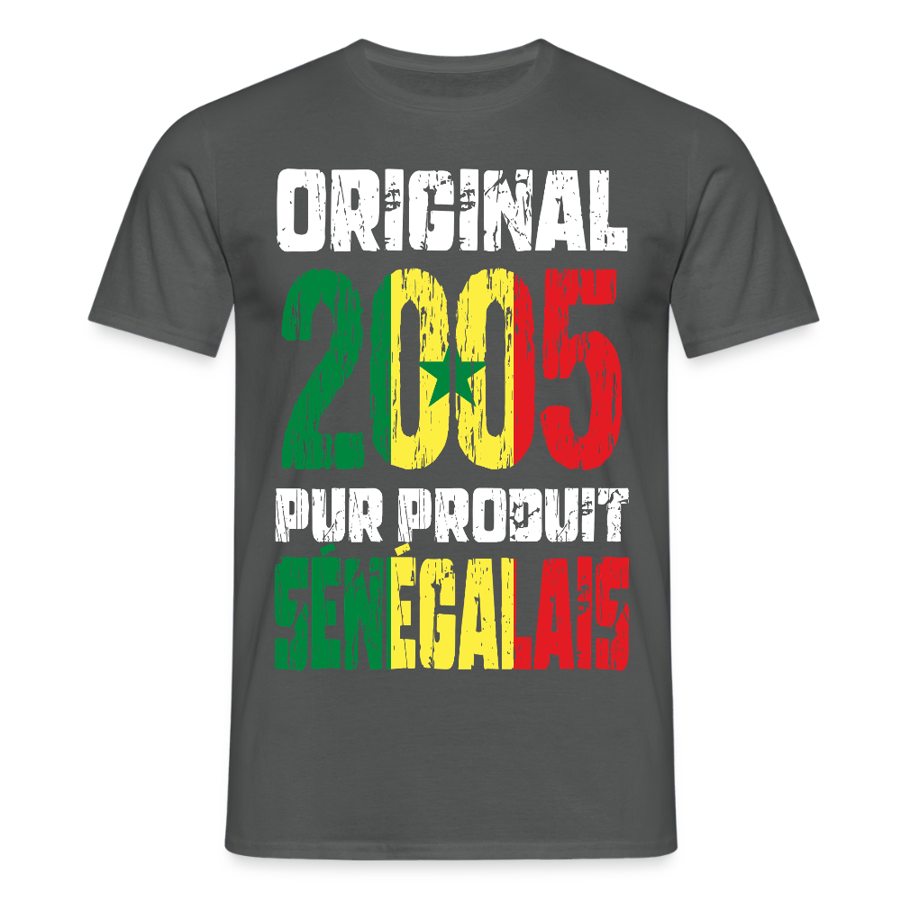 T-shirt Homme - Anniversaire 20 Ans - Original 2005 - Pur produit Sénégalais - charbon
