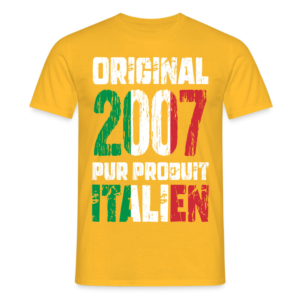 T-shirt Homme - Anniversaire 18 Ans - Original 2007 - Pur produit Italien - jaune