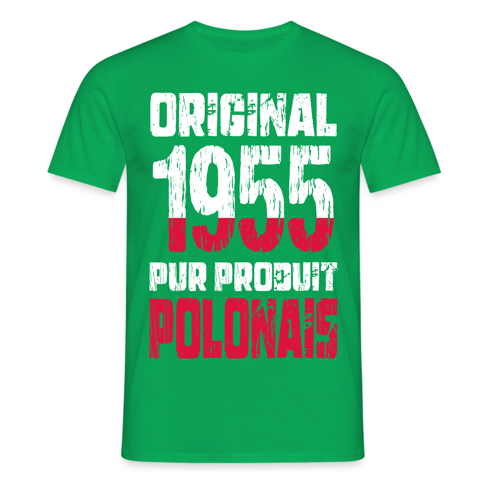 T-shirt Homme - Anniversaire 70 Ans - Original 1955 - Pur produit Polonais - vert