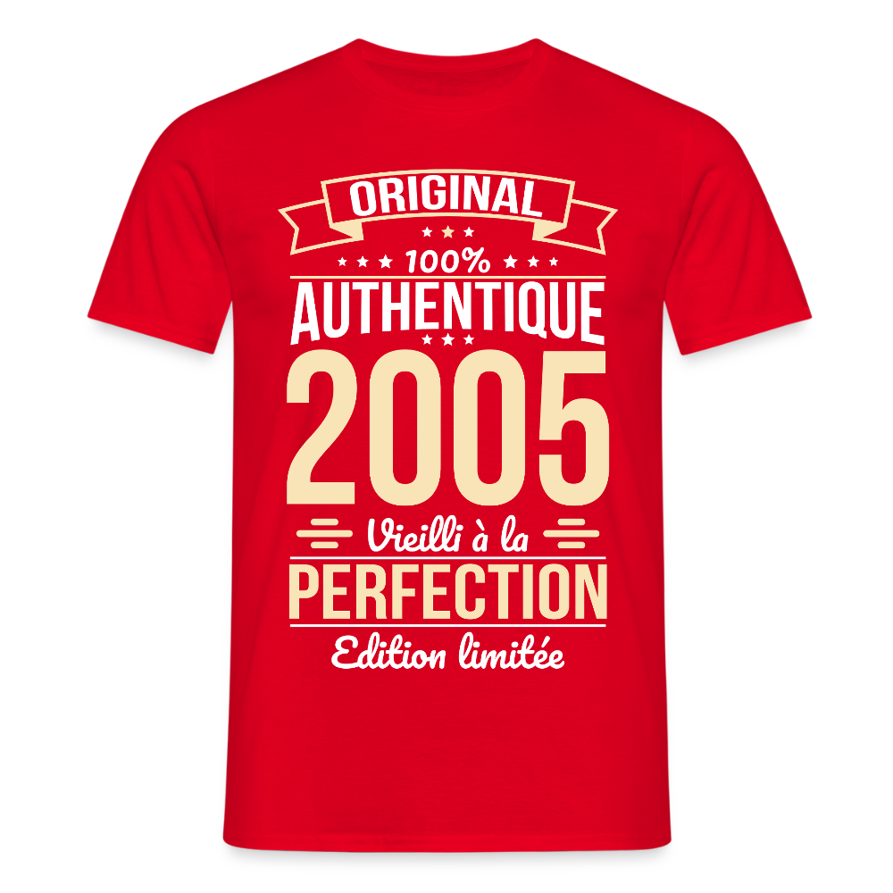 T-shirt Homme - Anniversaire 20 Ans - Original 2005 - rouge