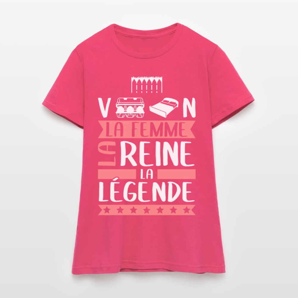 T-shirt femme Evelyne rébus – La femme, la reine, la légende - rose azalée