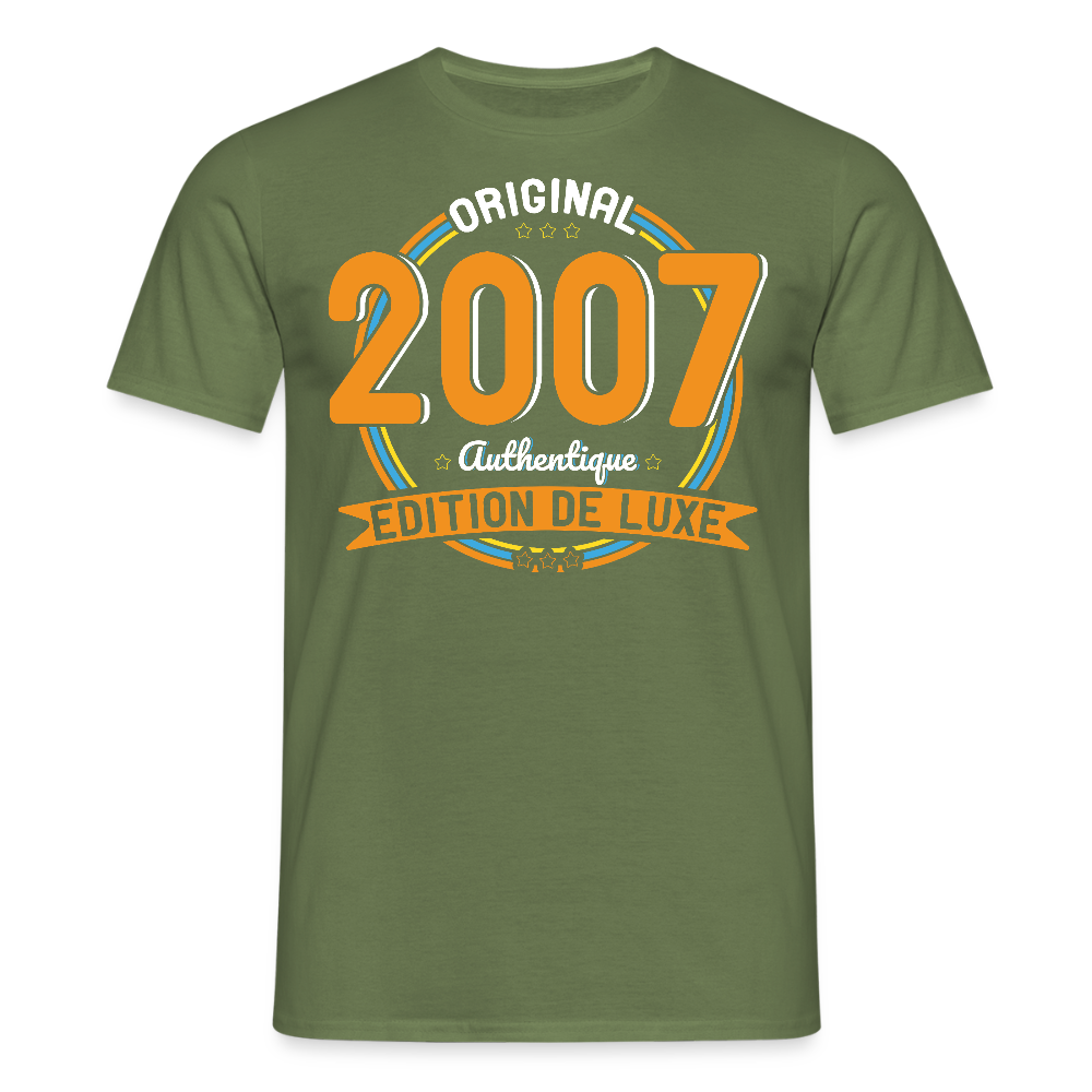 T-shirt Homme - Anniversaire 18 Ans - Original 2007 Authentique - vert militaire