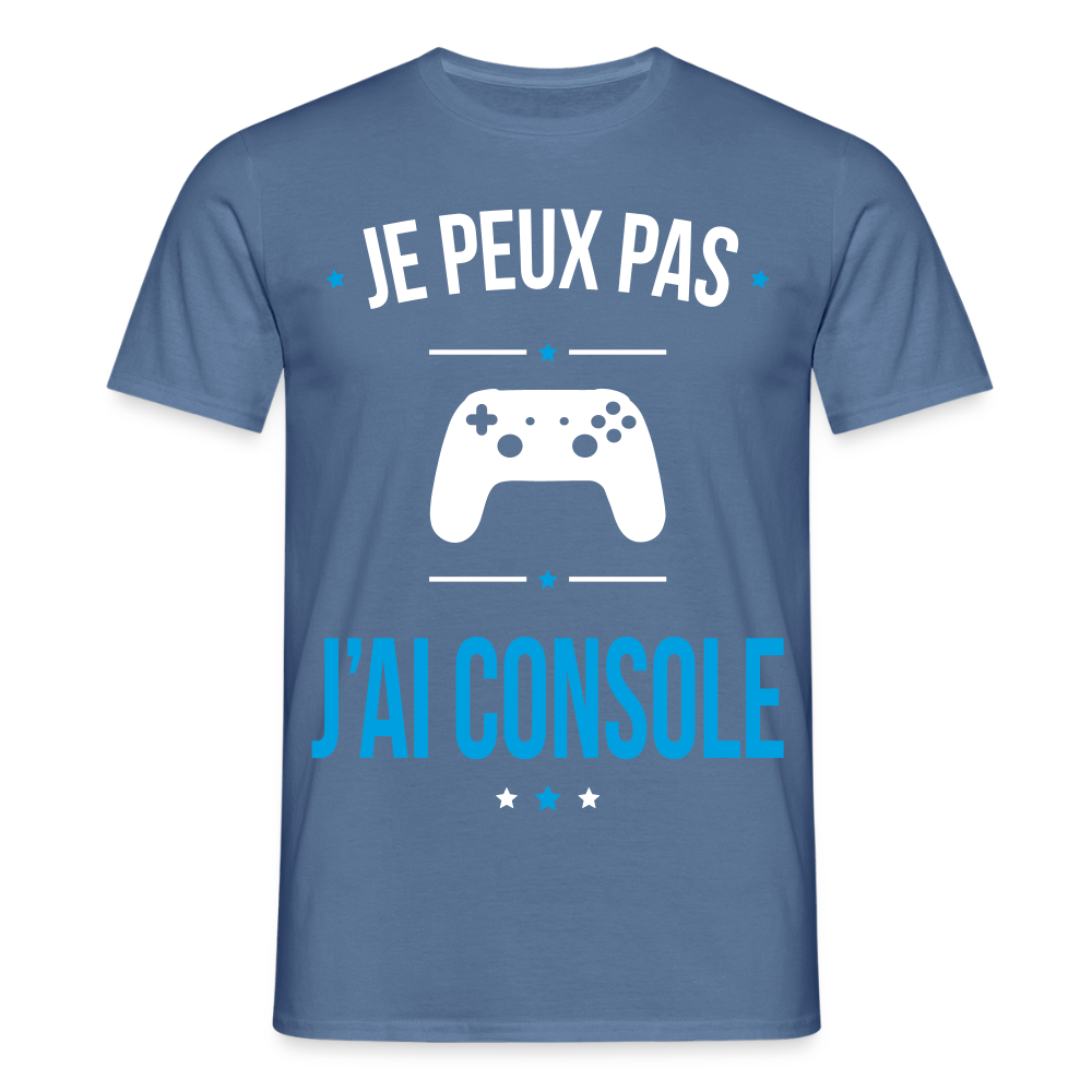 T-shirt Homme - Je peux pas j'ai Console - bleu pigeon