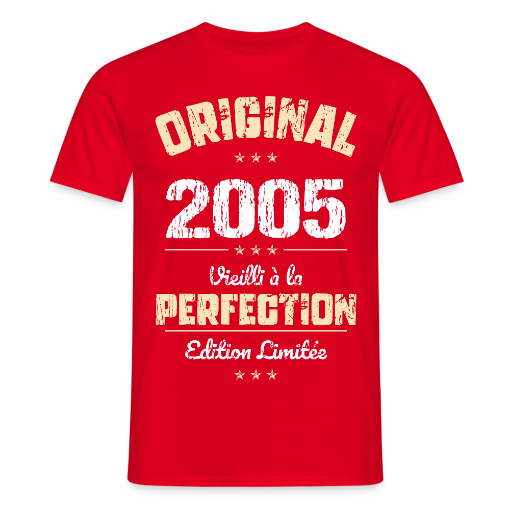 T-shirt Homme - Anniversaire 20 Ans - Original 2005 - rouge