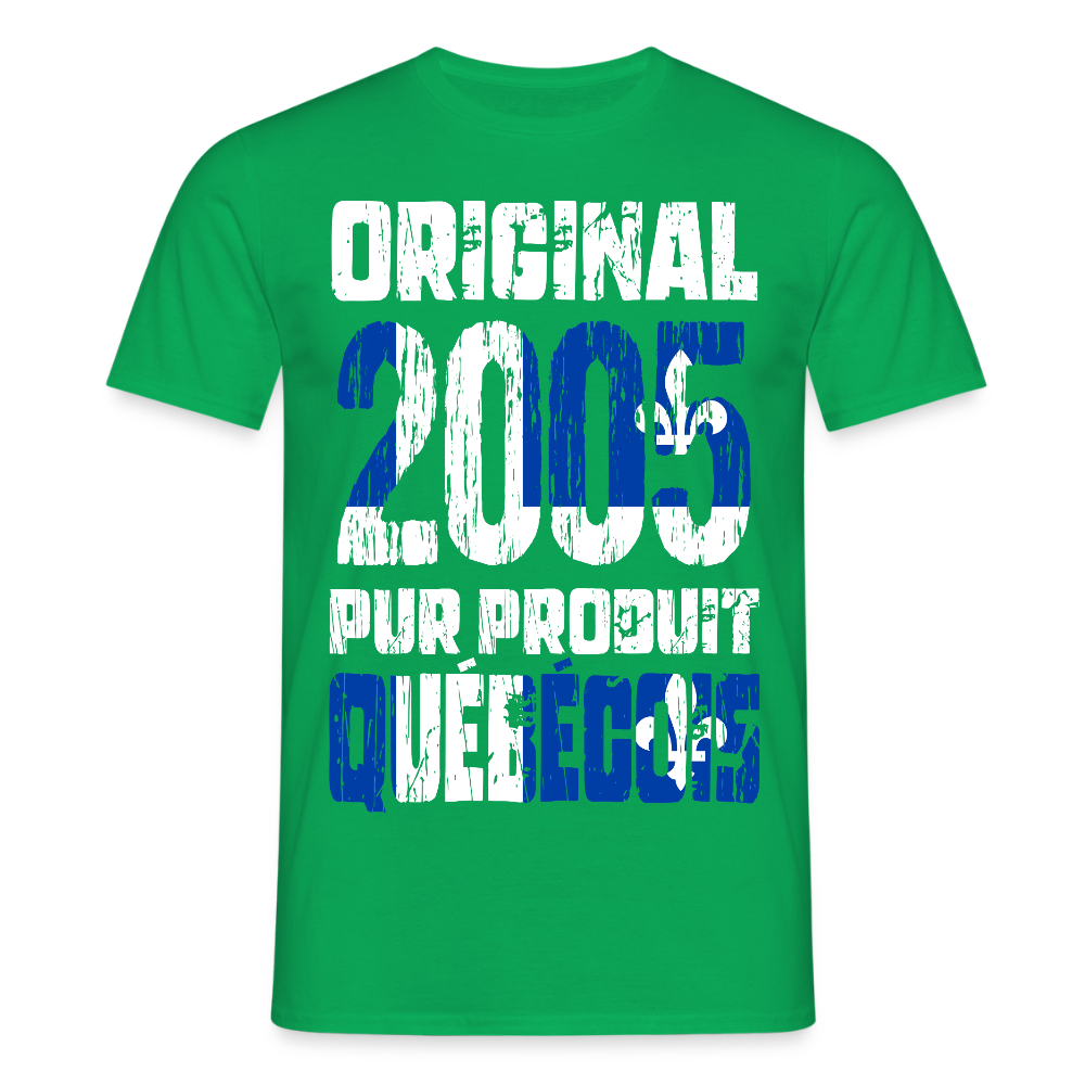 T-shirt Homme - Anniversaire 20 Ans - Original 2005 - Pur produit Québécois - vert