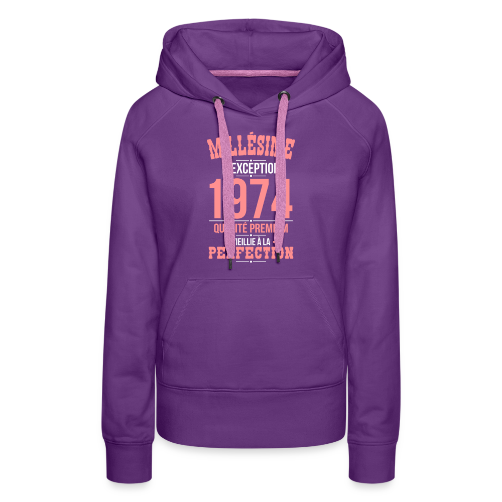 Sweat à capuche Premium Femme - Anniversaire 51 Ans - Millésime 1974 - violet