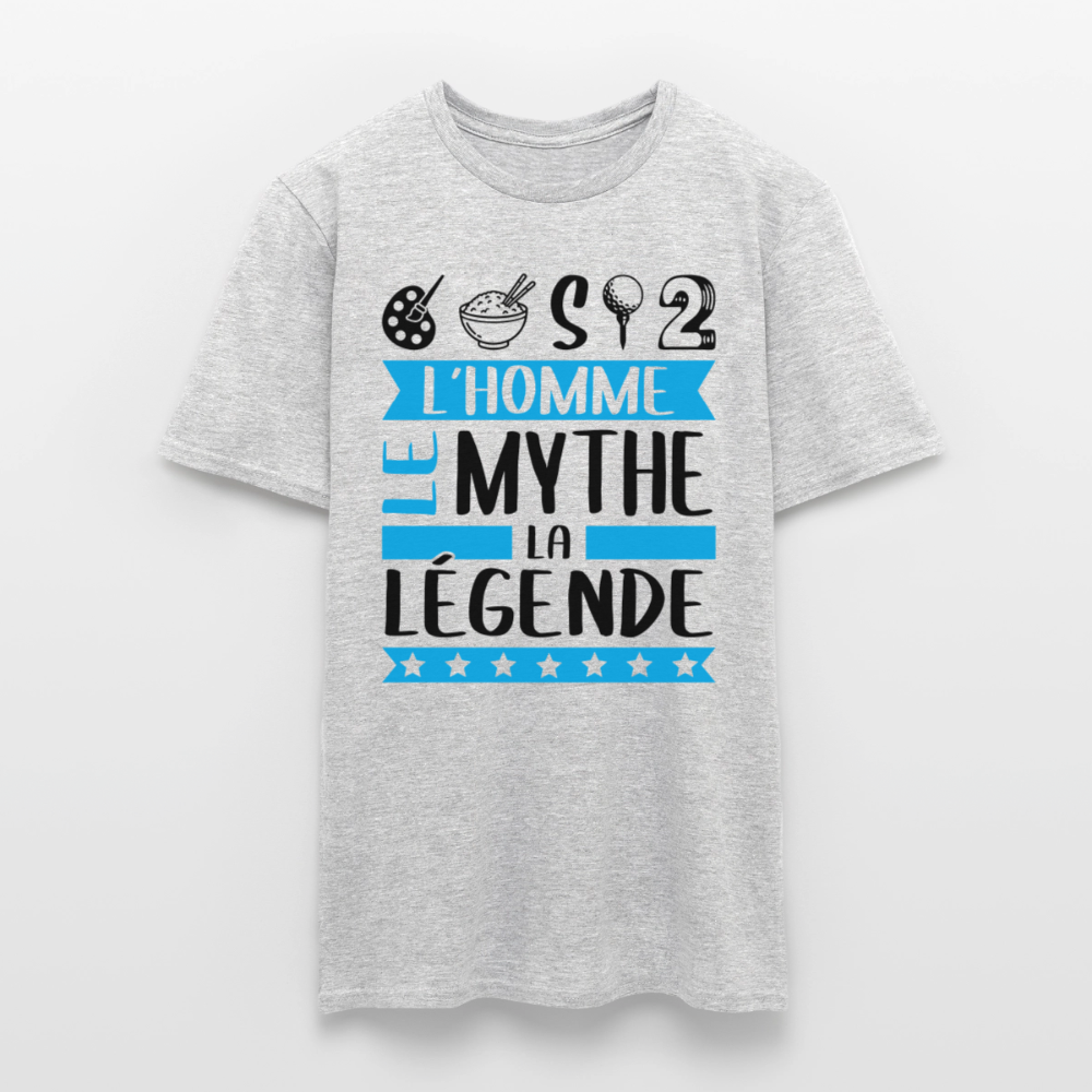 T-shirt homme coloris clair Aristide rébus – L’homme, le mythe, la légende - gris chiné