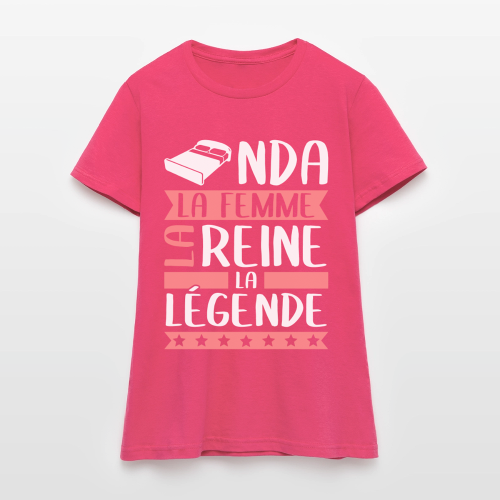 T-shirt femme Linda rébus – La femme, la reine, la légende - rose azalée