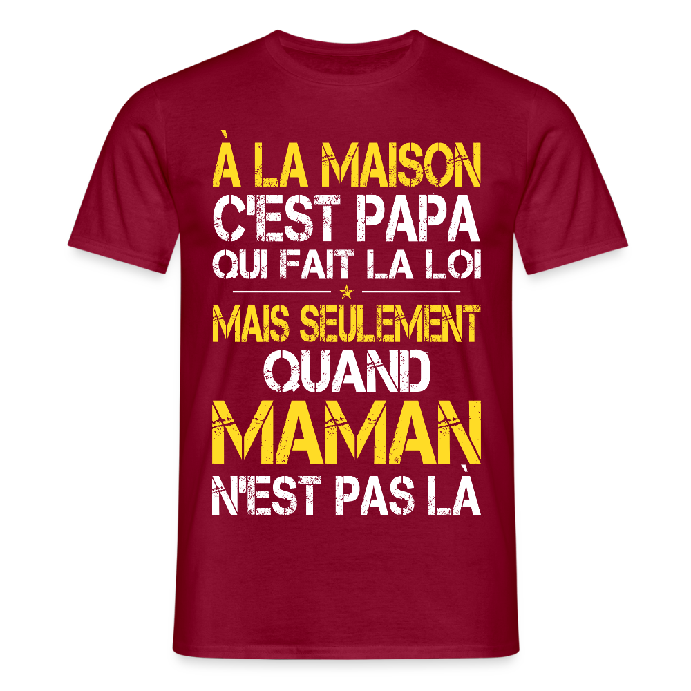 T-shirt Homme - Papa fait la loi - rouge brique