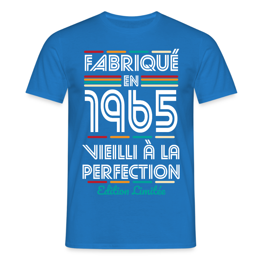 T-shirt Homme - Anniversaire 60 Ans - Fabriqué en 1965 - bleu royal