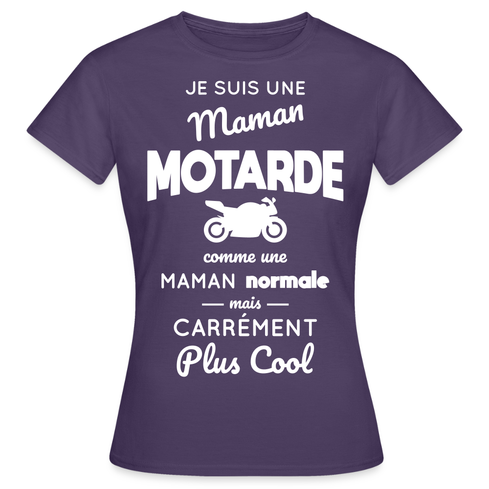 T-shirt Femme - Maman motarde plus cool - violet foncé