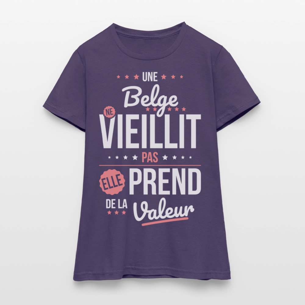 T-shirt Femme - Une Belge ne vieillit pas - violet foncé