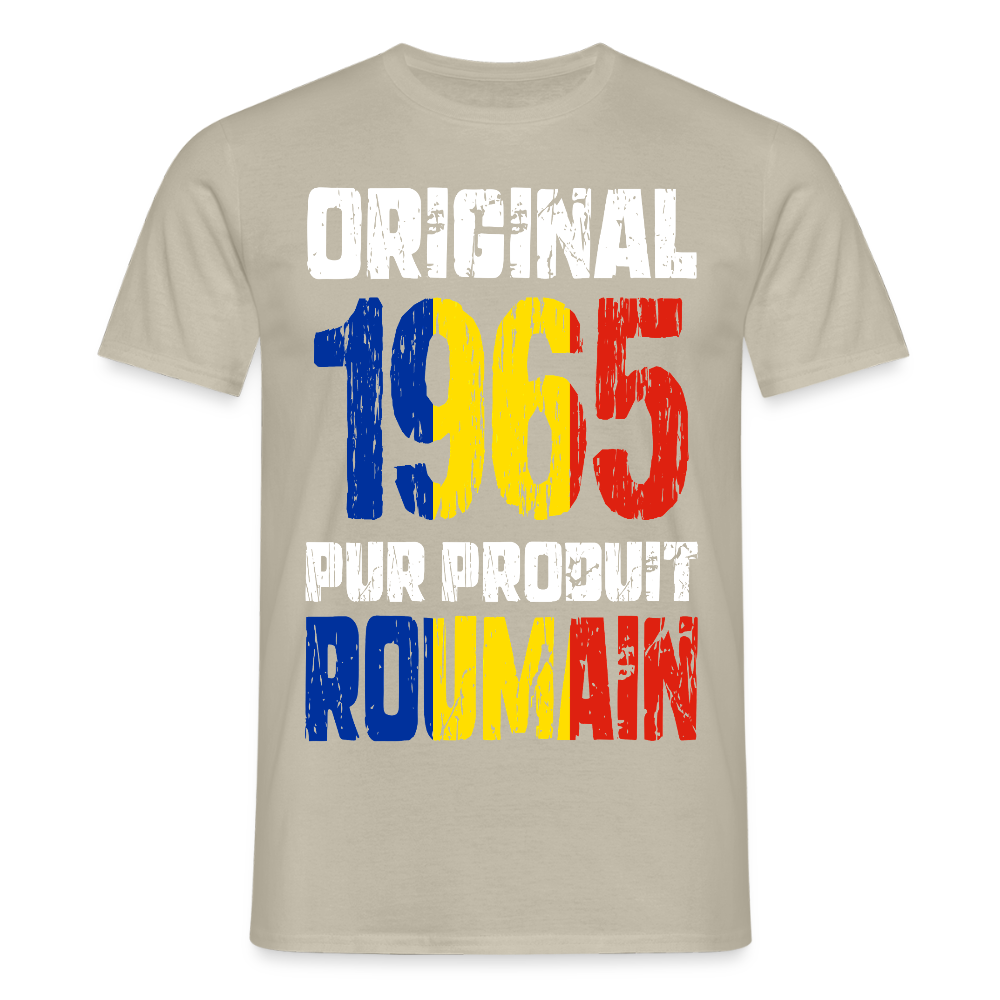T-shirt Homme - Anniversaire 60 Ans - Original 1965 - Pur produit Roumain - beige sable