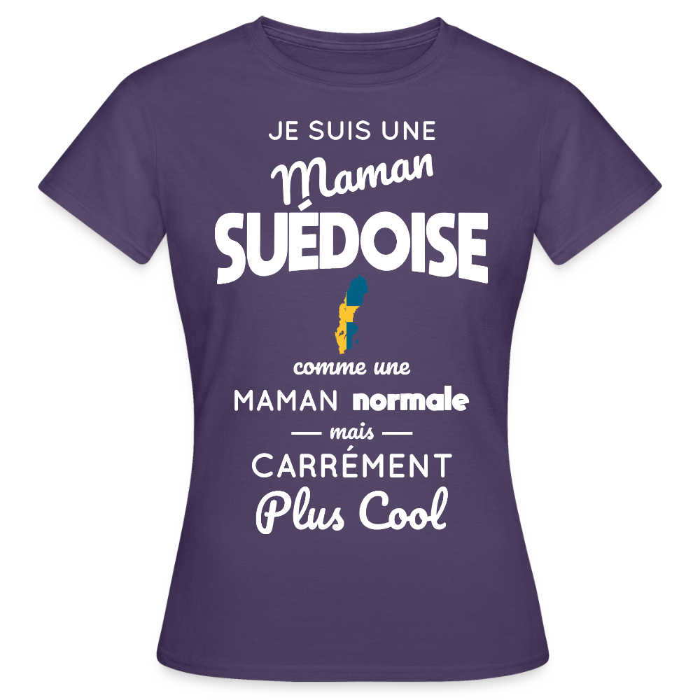 T-shirt Femme - Maman Suédoise plus cool - violet foncé
