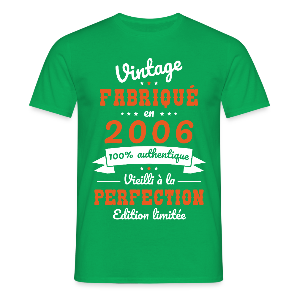 T-shirt Homme - Anniversaire 19 Ans - Vintage Fabriqué en 2006 - vert