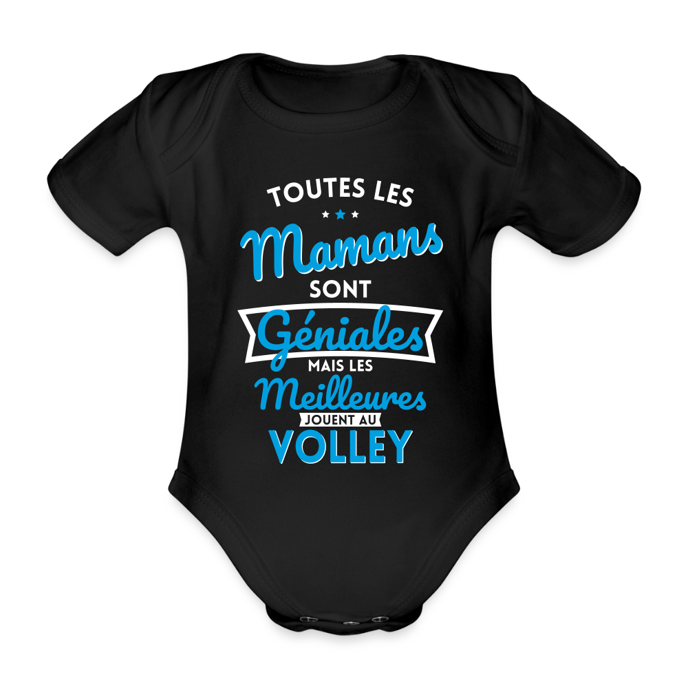 Body Bébé bio manches courtes - Mamans géniales - Les meilleures jouent au volley - noir