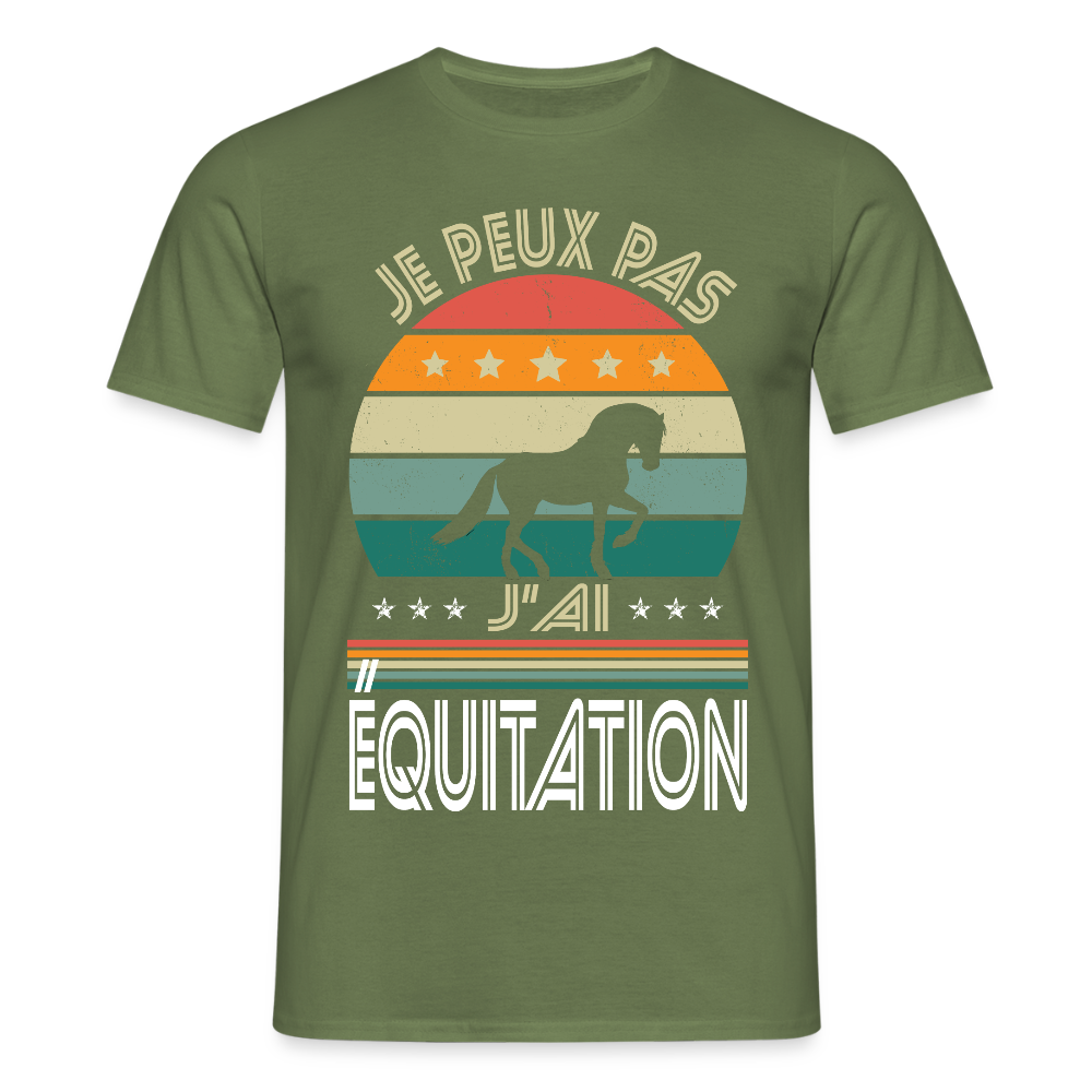T-shirt Homme - Je peux pas j'ai Équitation - vert militaire