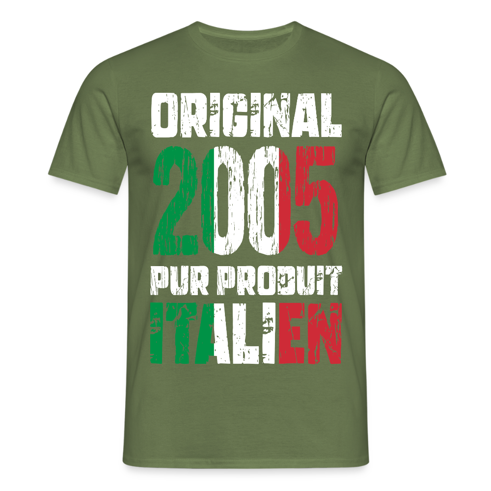 T-shirt Homme - Anniversaire 20 Ans - Original 2005 - Pur produit Italien - vert militaire