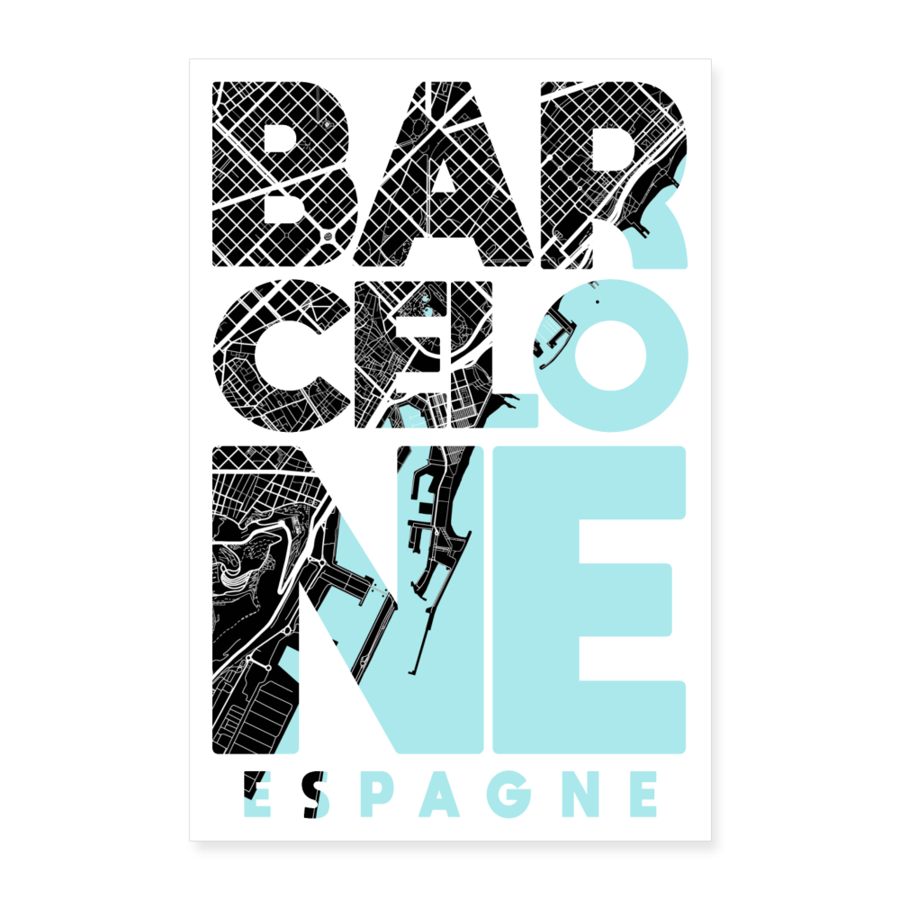 Poster Barcelone - Plan Barcelone - 40 x 60 cm - blanc