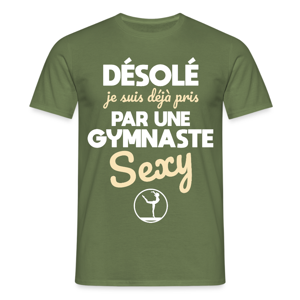 T-shirt Homme - Je suis pris par une gymnaste sexy - vert militaire