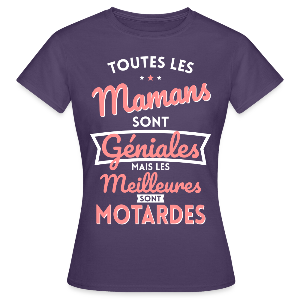 T-shirt Femme - Mamans géniales - Les meilleures sont motardes - violet foncé