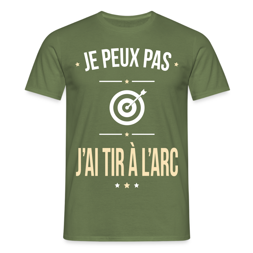 T-shirt Homme - Je peux pas j'ai tir à l'arc - vert militaire