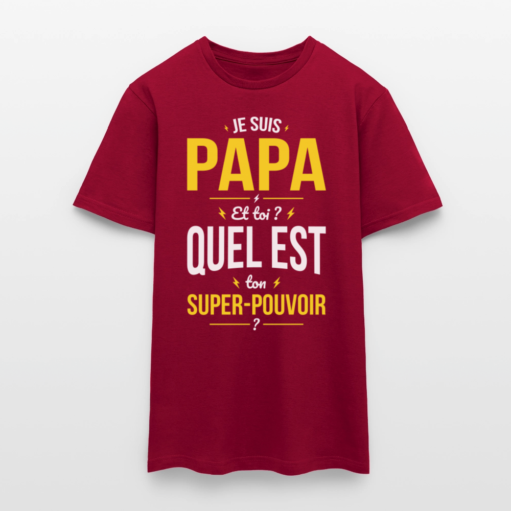 T-shirt Homme - Je suis Papa - Super-pouvoir - rouge brique