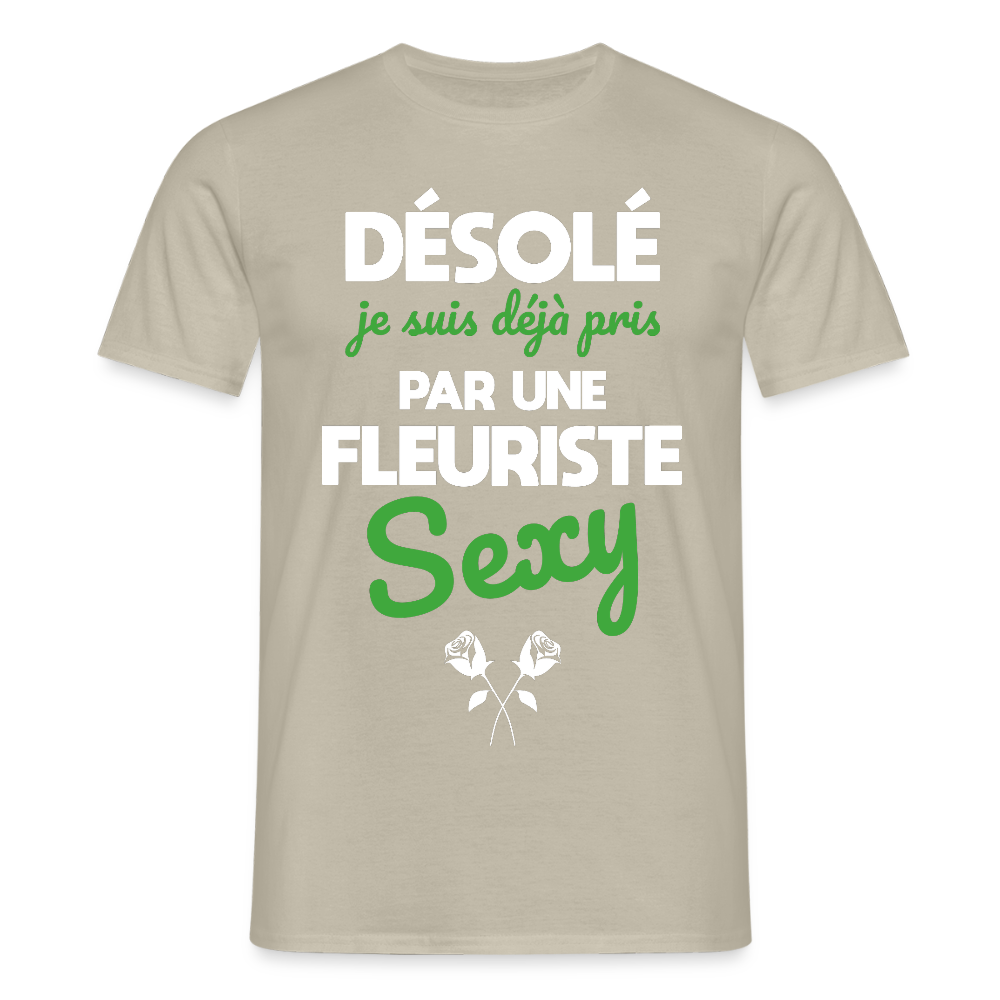 T-shirt Homme - Je suis pris par une fleuriste sexy - beige sable
