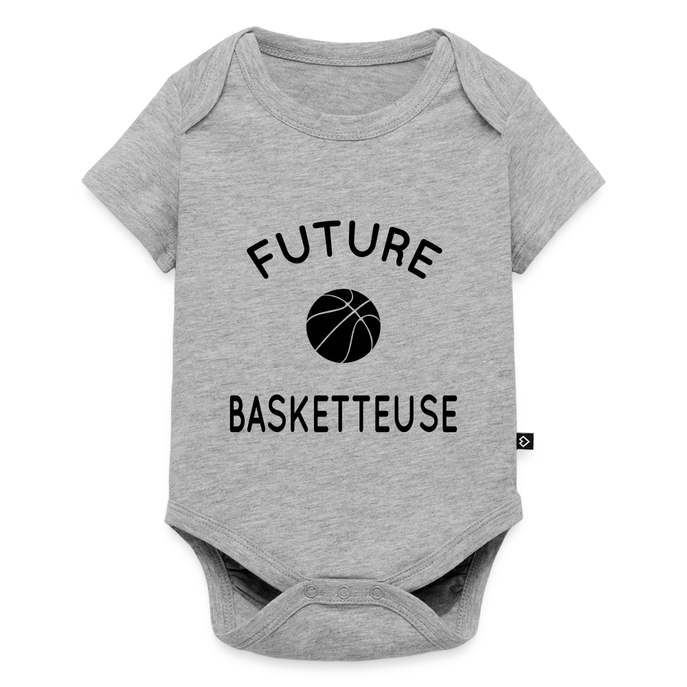 Body Bébé bio manches courtes - Future basketteuse - gris chiné