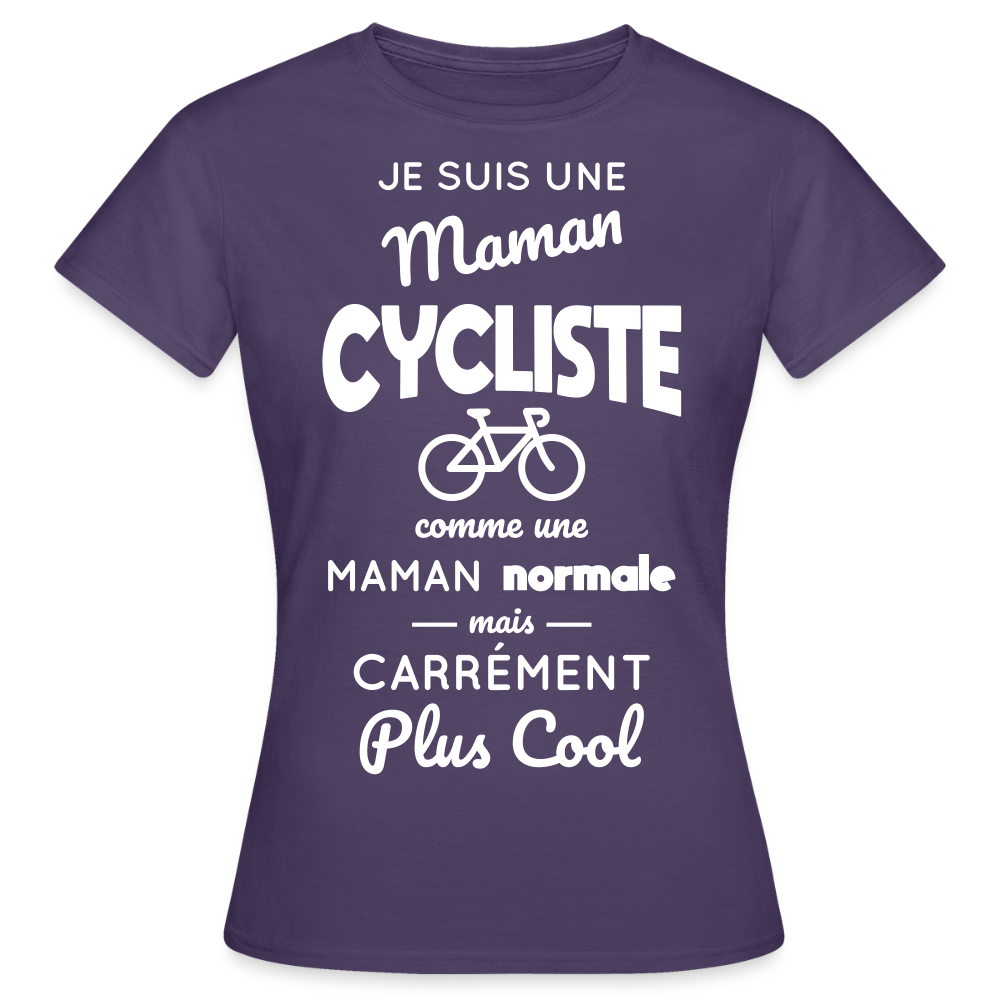 T-shirt Femme - Maman cycliste plus cool - violet foncé