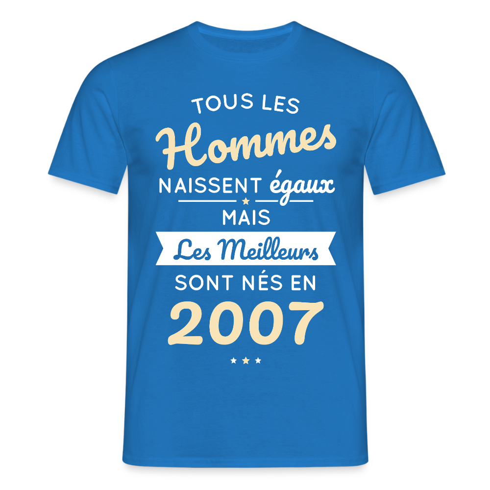 T-shirt Homme - Anniversaire 18 Ans - Les meilleurs sont nés en 2007 - bleu royal