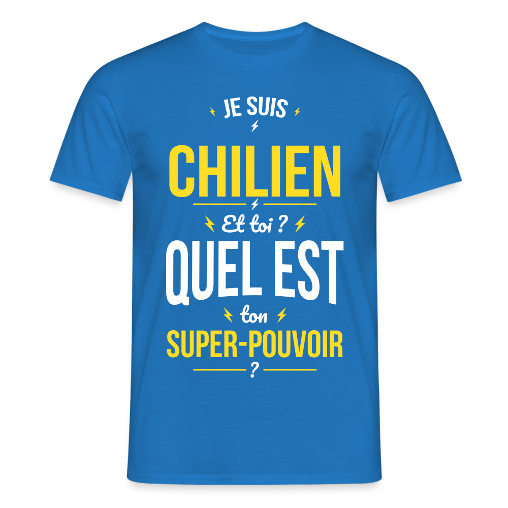 T-shirt Homme - Je suis Chilien - Super-pouvoir - bleu royal